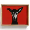 Windhond - Minimalistisch - Rood Dienblad Rechthoek middel -z3d_shopping