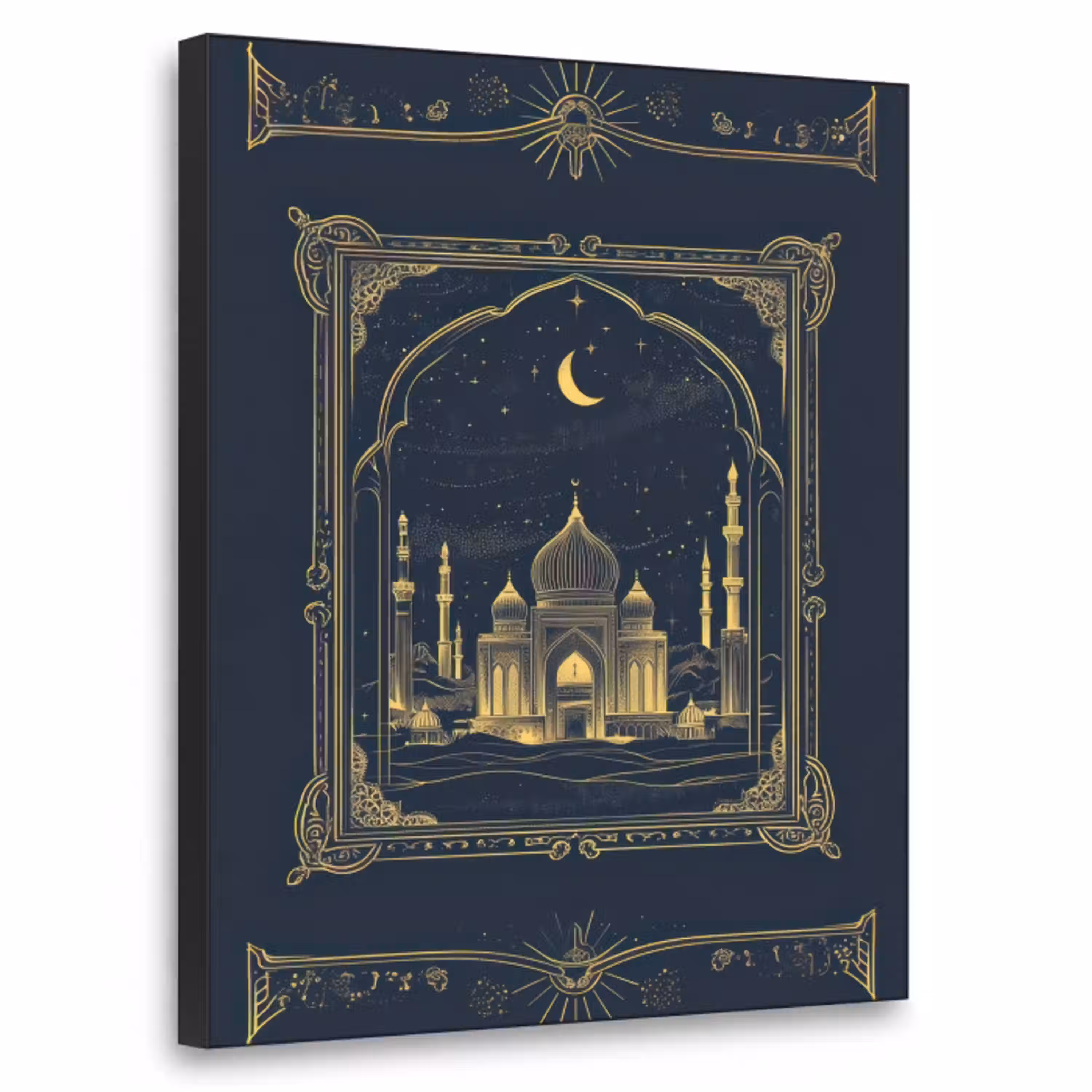 Moskee - Islam - Goud - Ramadan - Islamitische Textielframe zwart klein -3d