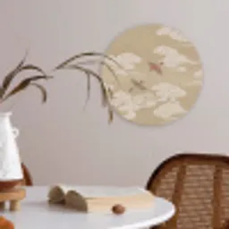 Vogels - Vliegen - Beige Akoestische PET Vilt - Rond klein -sfeer3