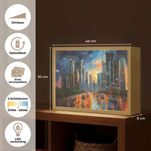 Auto - Skyline - Zon - Blauw Light Box met batterij (Wandlamp) middel -USP_websiteoverzichtNL