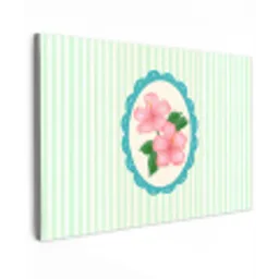 Bloemen - Ovaal - Strepen - Groen Tuinposter op houten frame 2 cm dik klein -3d