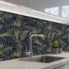 Abstract - Lijnen - Blauw - Goud keuken achterwand 2 middel 871 -3d_schuin