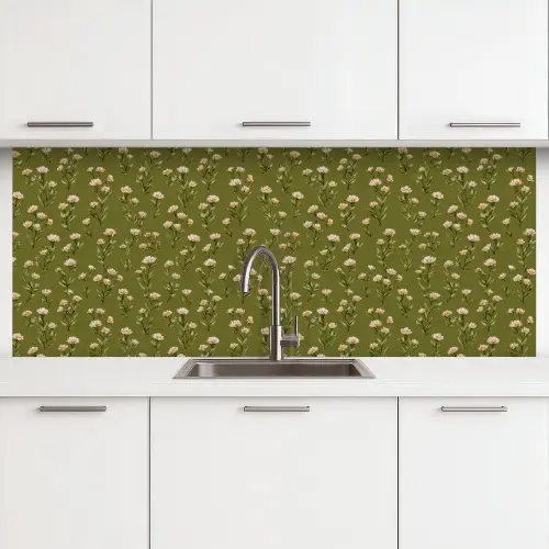 Landelijk - Bloemen -  Groen keuken achterwand 2 middel 871 -3d