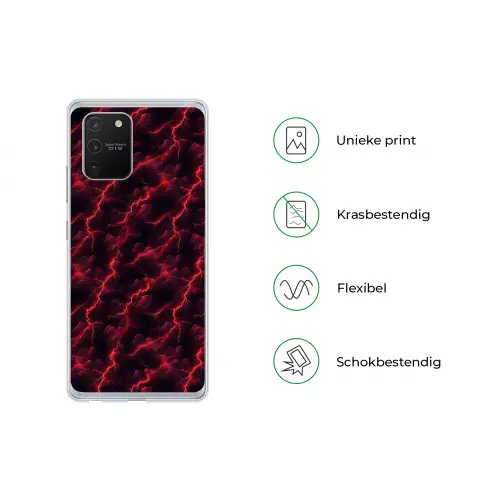 Rood - Onweer - Bliksem - Wolken Telefoonhoesje Samsung Galaxy S10 Lite klein 364 -specsS10Lite