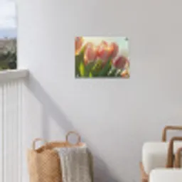 Tulpen - Roze - Zonnestralen tuinposter los doek klein -sfeer8