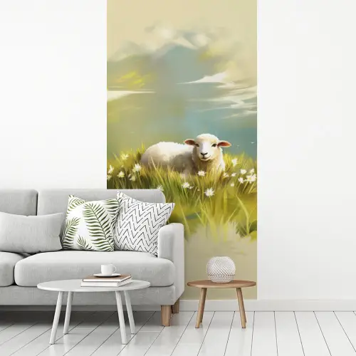 Schaap - Weide - Groen fotobehang vinyl groot -woonkamer