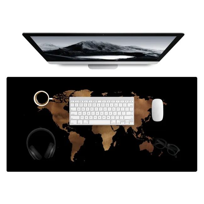 Desk Mat - World map - Leather - Brown