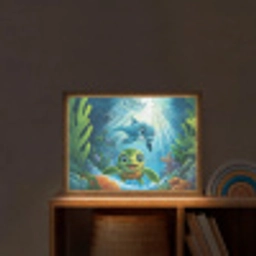 Schildpad - Dolfijn - Oceaan Light Box met batterij (Wandlamp kind) middel -sfeer1_kind
