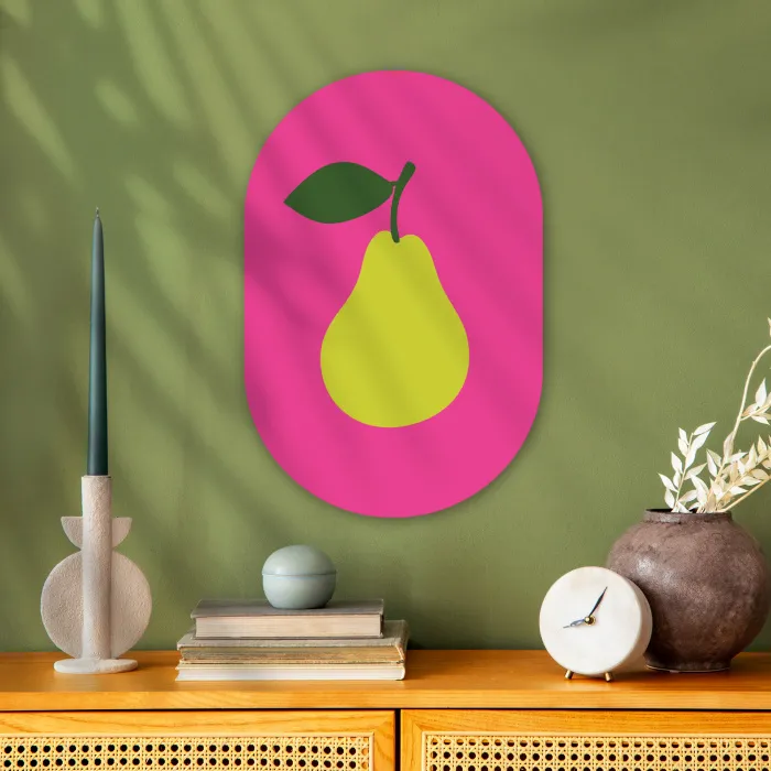 Illustratie - Fruit - Peer - Groen Wandcirkel Ovaal Forex klein -sfeer2