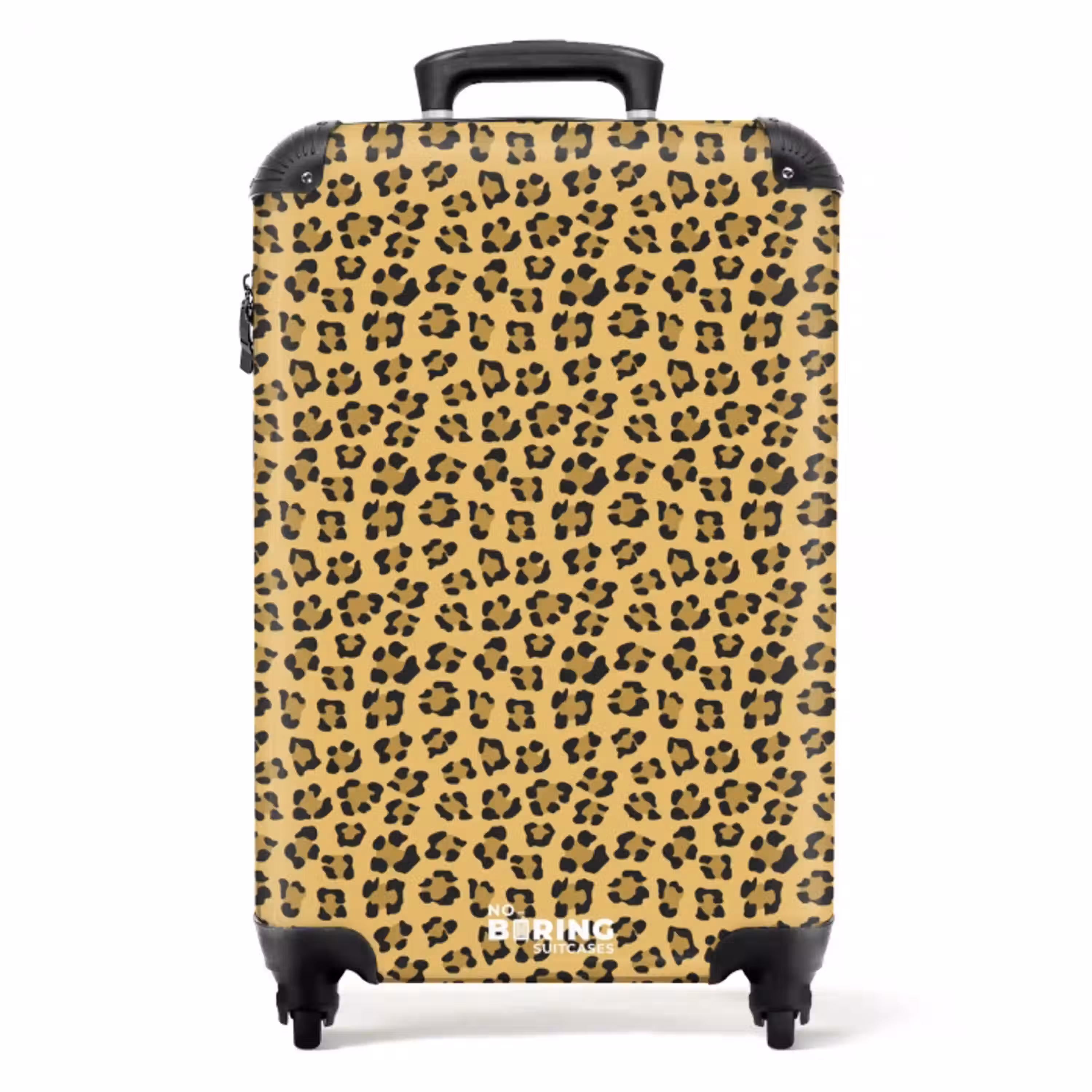 Luipaardprint op goudgele achtergrond NBS - Handbagage koffer - Volwassenen Unisex middel -productfoto_recht