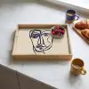 Minimalistisch - Lijnillustratie - Beige - Donkerblauw Dienblad Rechthoek middel -sfeer2