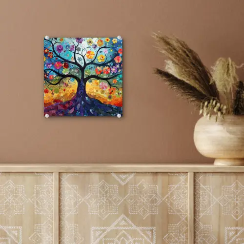 Kunst - Levensboom - Bloemen - Hippie plexiglas 5mm klein -sfeer5