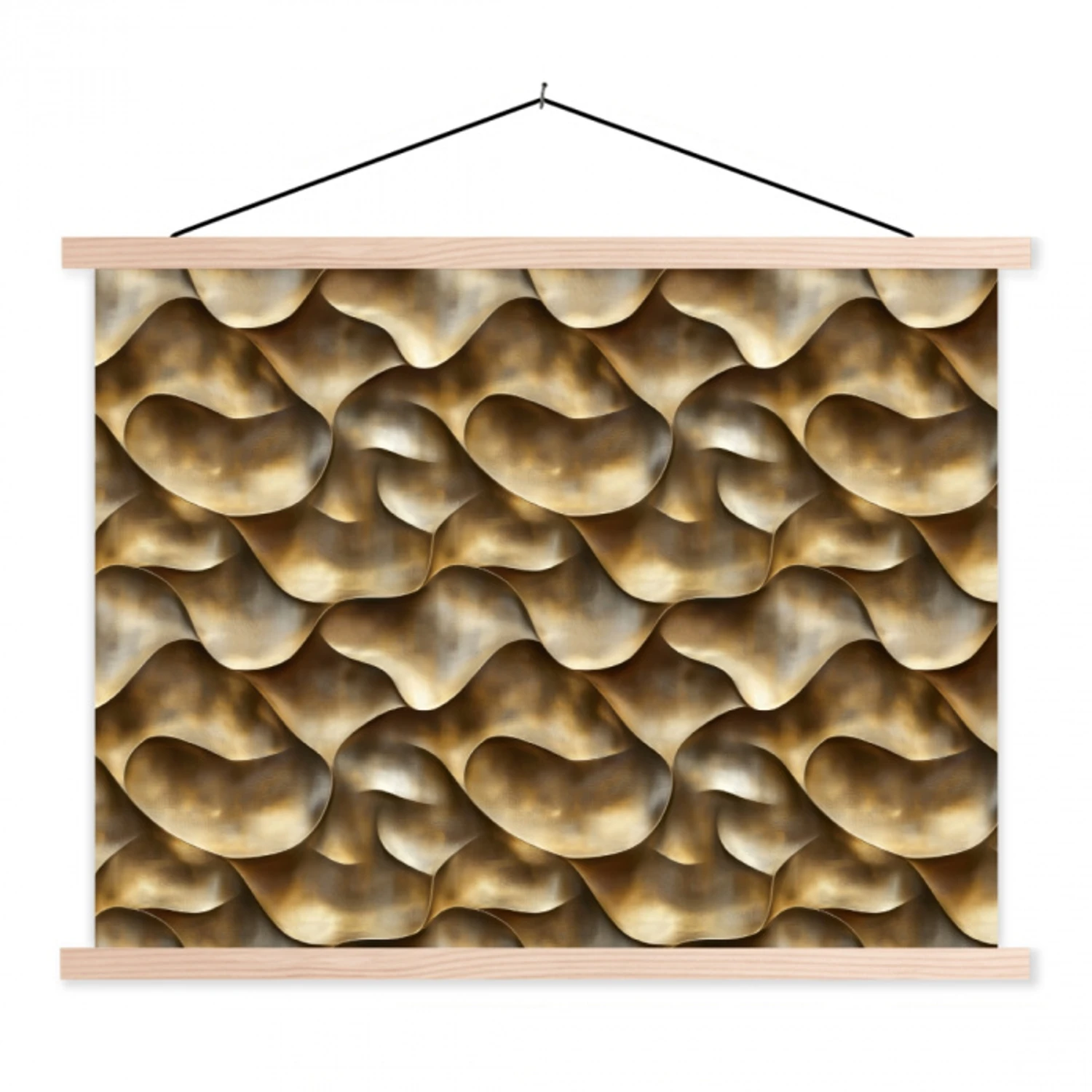 Abstract - Antiek - Goud textielposter latten blank klein 122 -3d