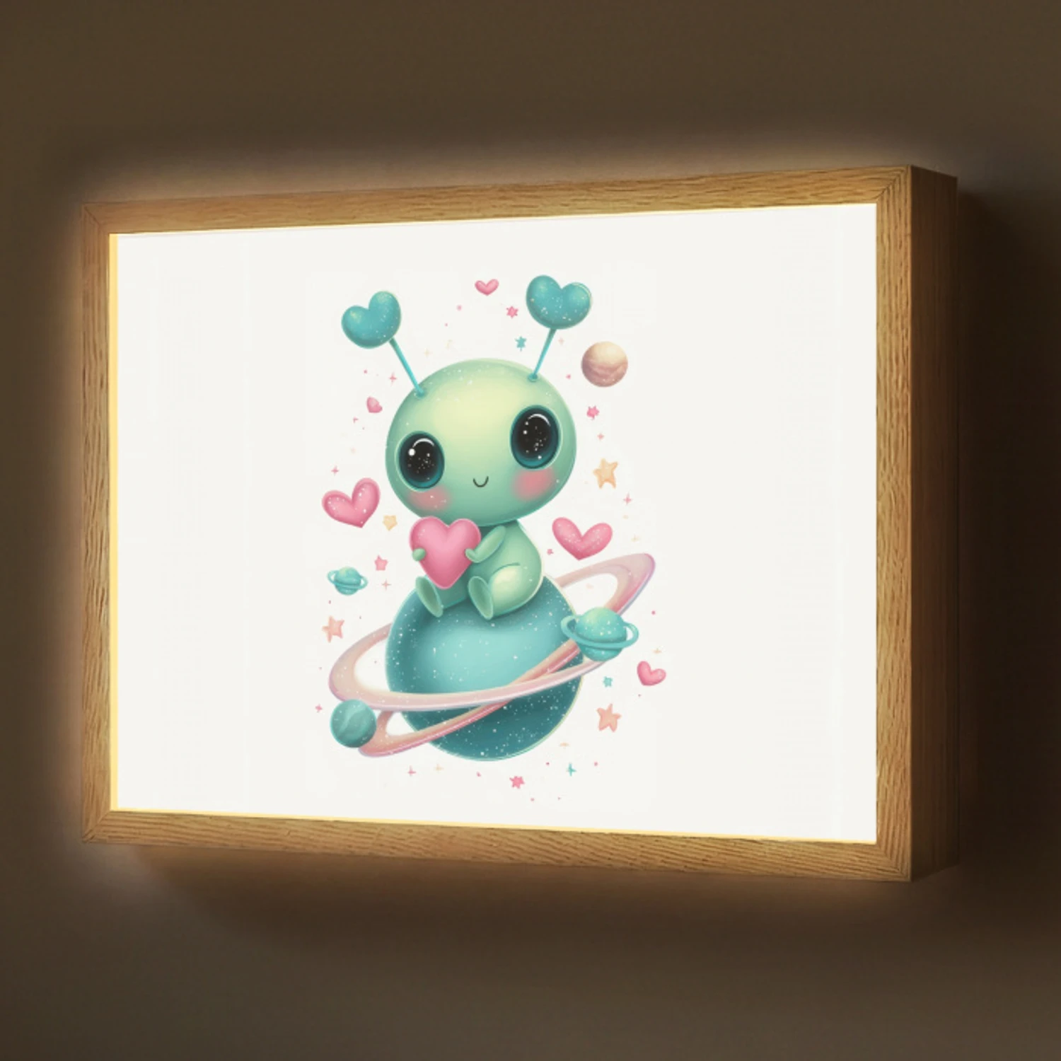 Ruimte - Wezen - Hartjes - Planeet Light Box met batterij (Wandlamp) middel -z3d_website