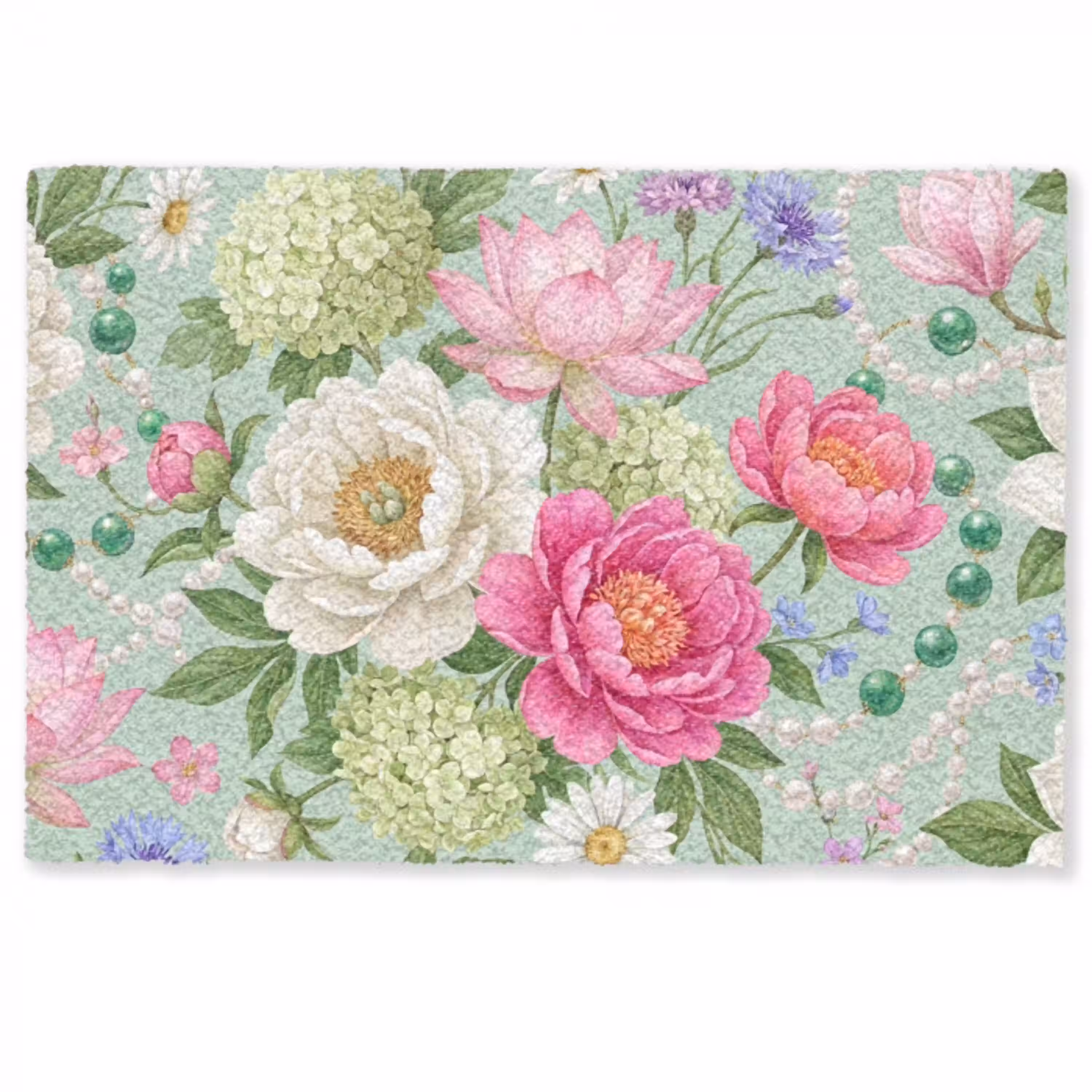 Bloemen - Patroon - Botanisch - Groen Deurmat klein -zkaufland3d