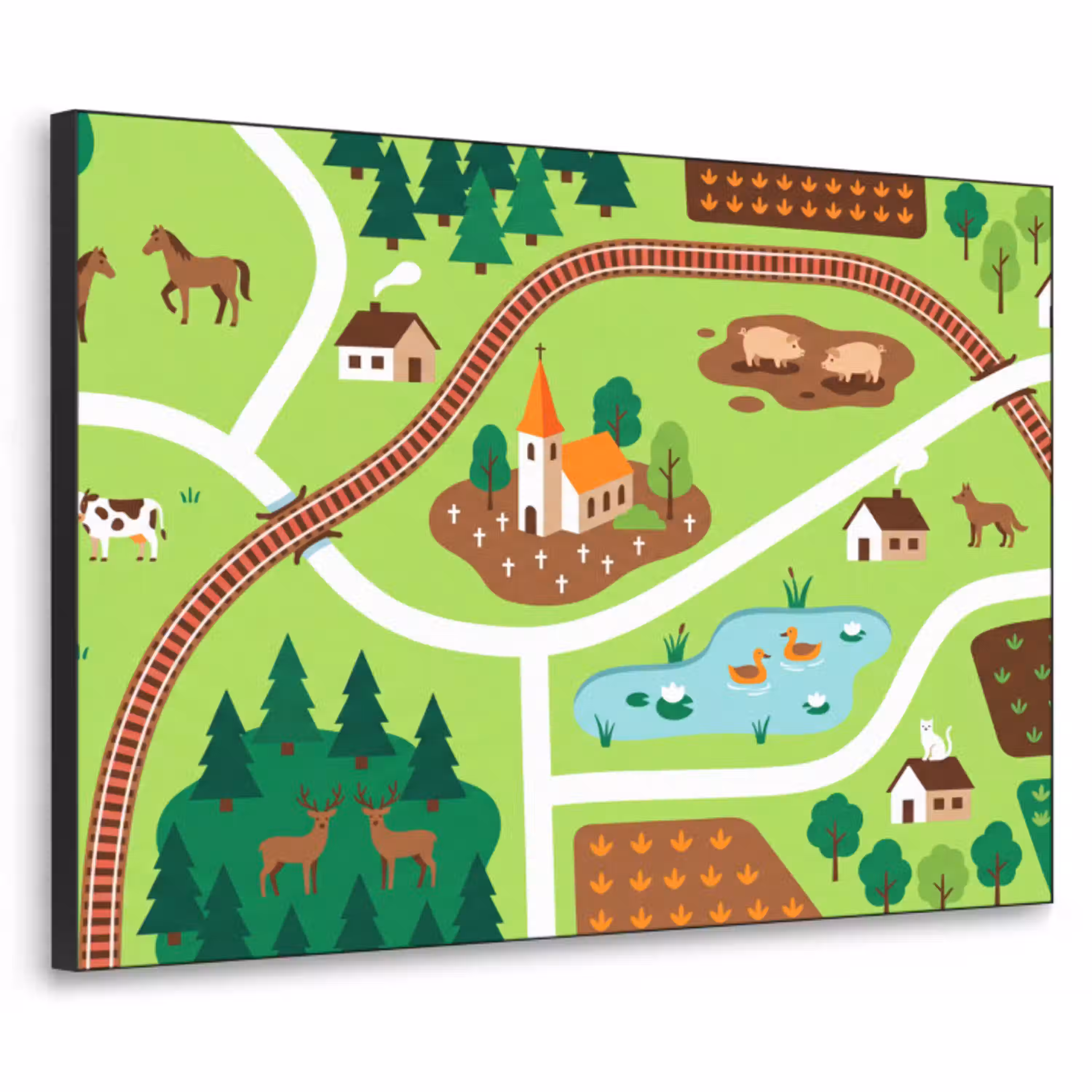 Platteland - Dieren - Illustratie Textielframe zwart klein -3d