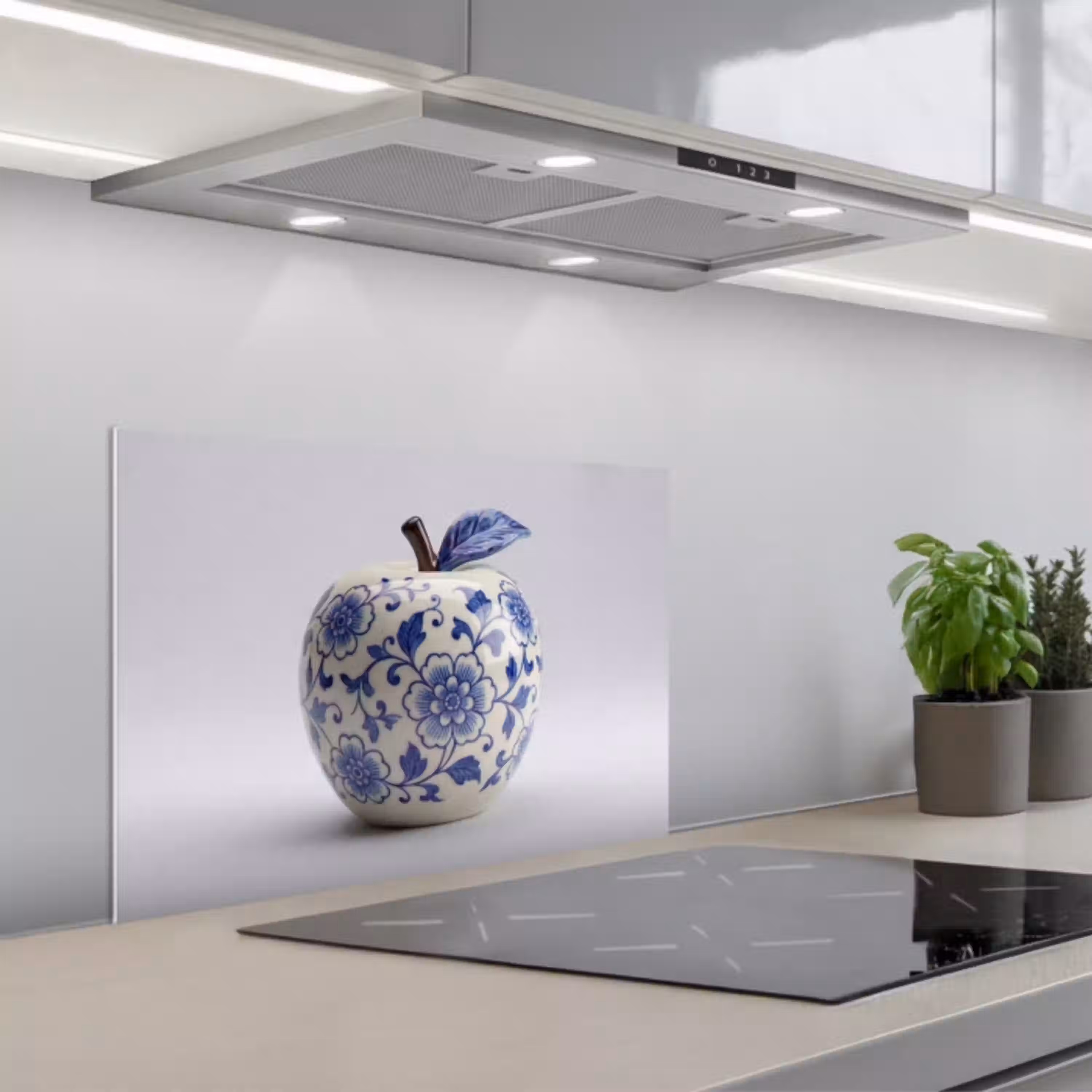 Appel - Blauw - Klassiek keuken achterwand spatscherm klein -3d_schuin
