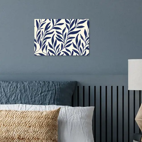 Bladeren - Klimop - Donkerblauw poster papier klein -sfeer2