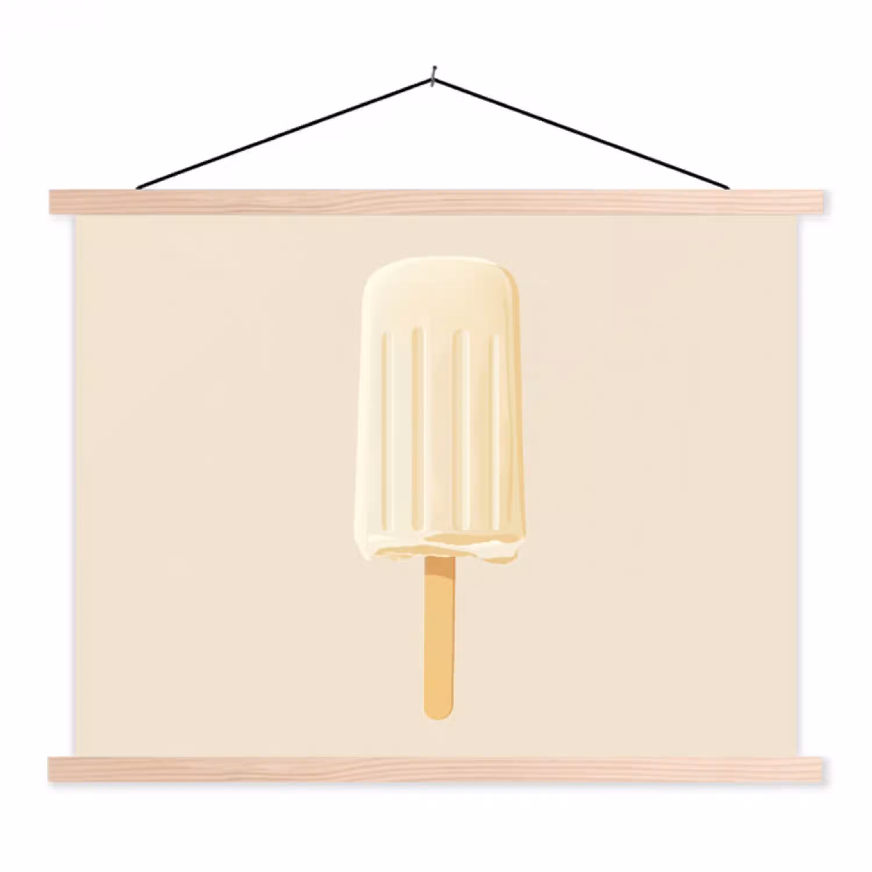 Minimalistisch - Waterijsje - Stokje - Beige textielposter latten blank klein -3d