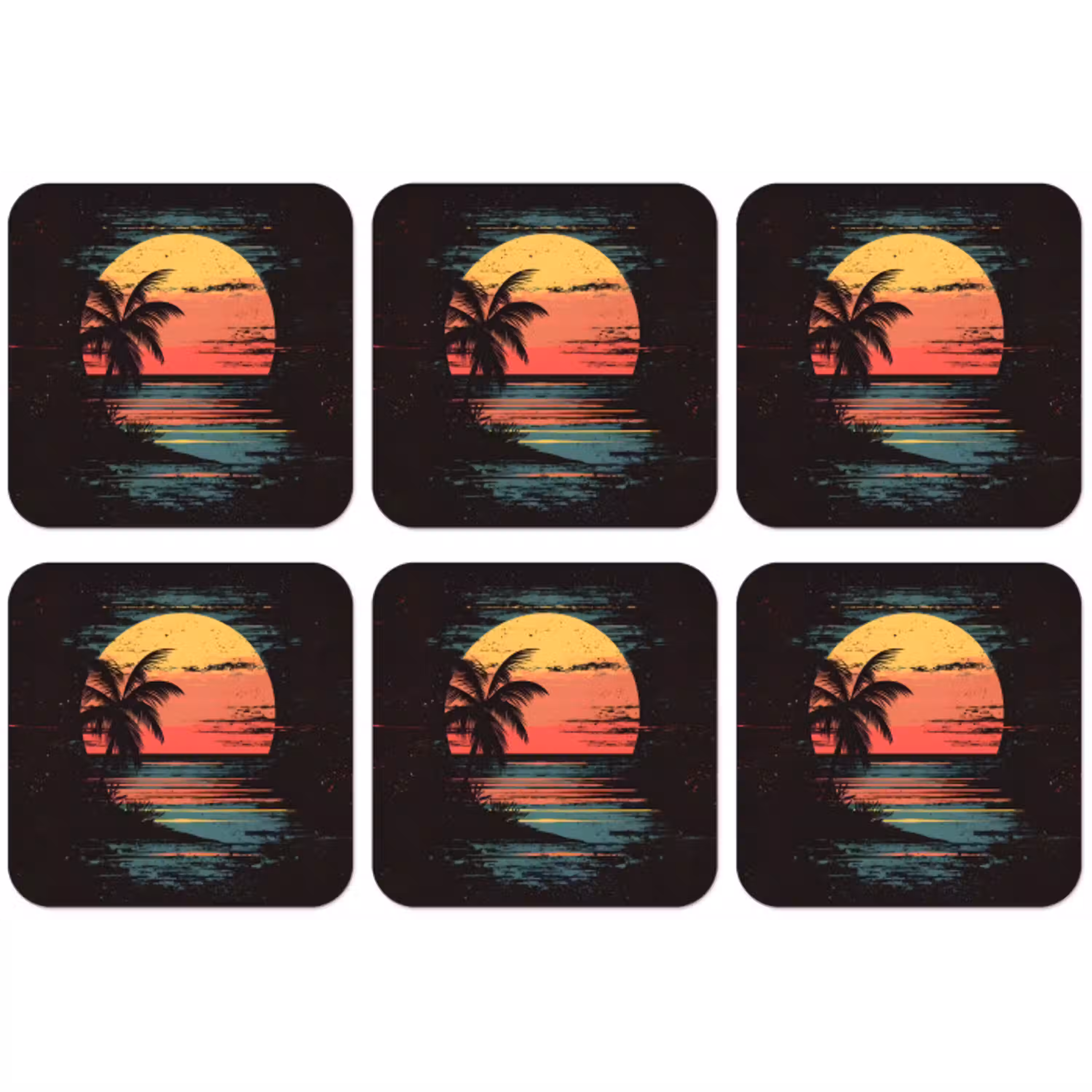 Strand - Minimalistisch - Zon - Oranje onderzetter kurk middel -zkaufland3dotto