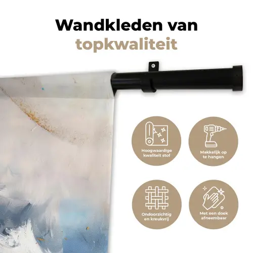 Blauw - Modern - Marmer - Abstract - Goud Wandkleed katoen klein -sfeer2