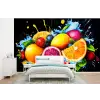 Fruit - Graffiti - Kleurrijk - Sinaasappel - Aardbei - Abstract fotobehang vinyl groot -bed