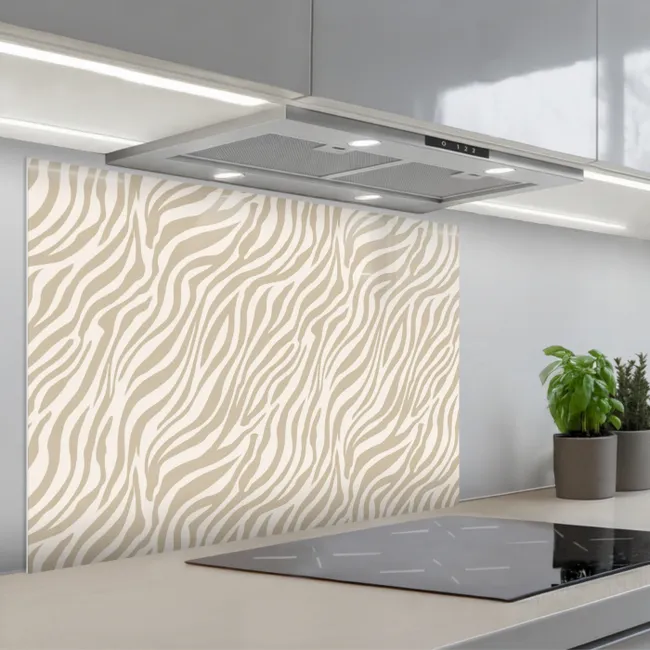 Spatscherm keuken - Zebra - Patroon - Beige
