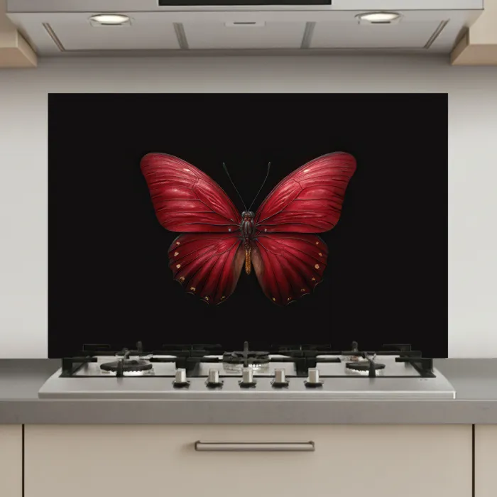 Vlinder - Rood - Minimalistisch keuken achterwand spatscherm klein -3d_website