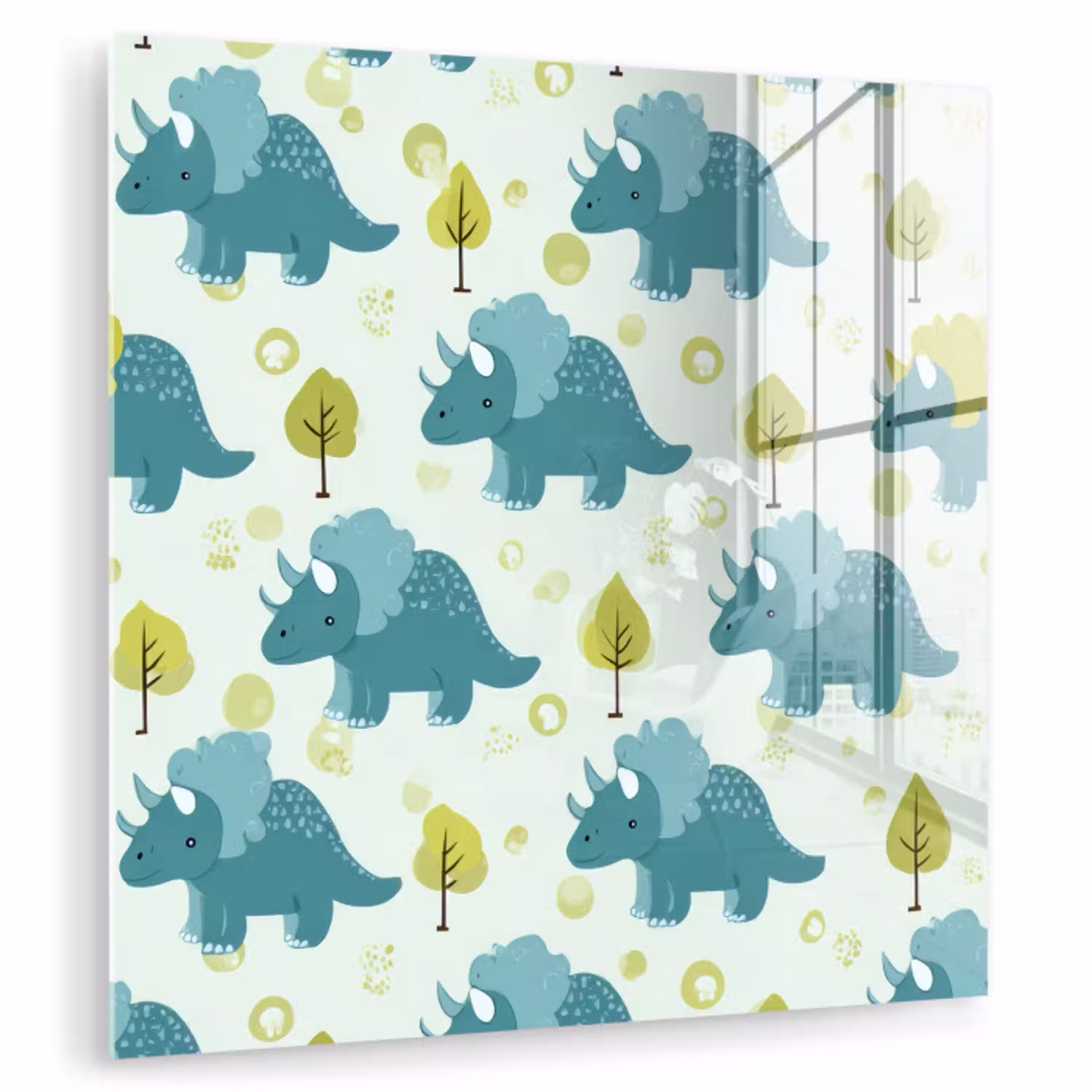 Triceratop - Blauw - Stippen - Boompjes plexiglas 5mm klein -zzzproduct_nieuw