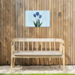 Tulpen - Blauw - Bladeren Tuinposter op houten frame 2 cm dik klein -sfeer4