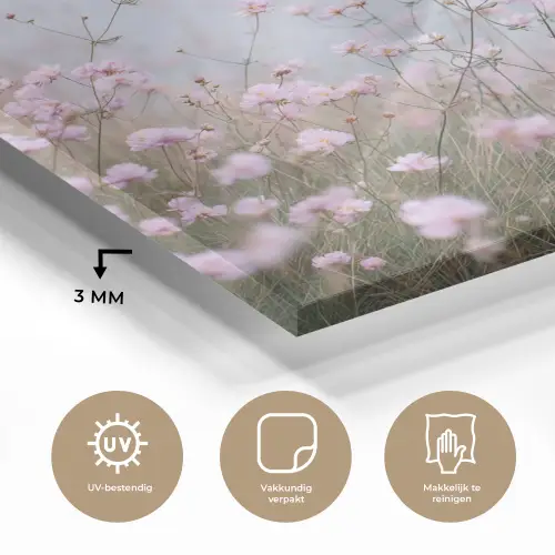 Klif - Bloemen - Zee - Roze plexiglas 5mm klein -sfeer2