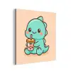 Dino - Boba - kawaii - Oranje aluminium wit klein -3d