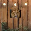 Leeuw - Portret - Zwart - Dieren tuinposter los doek klein -sfeer1