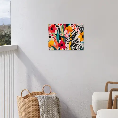 Bloemen - Bladeren - Abstract - Kleurrijk tuinposter los doek klein -sfeer8