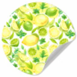 Citroen - Geel - Limoen - Groen Wandcirkel behangsticker klein 186 -3d