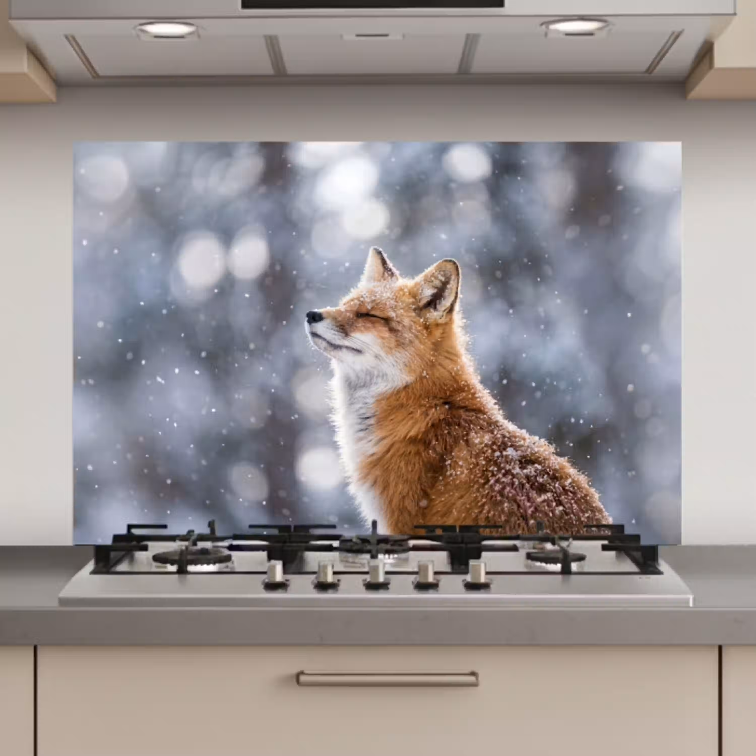 Vos - Sneeuwval - Portret - Winter - Sfeervol keuken achterwand spatscherm klein -3d_website