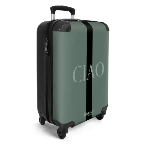 Groene achtergrond met tekst CIAO NBS - Handbagage koffer - Volwassenen Unisex middel -productfoto_3d