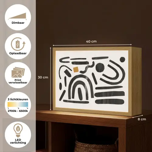 Abstract - Kunst - Vormen - Zwart Light Box met batterij (Wandlamp) middel -USP_websiteoverzichtNL
