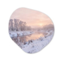 Rivier - Winter - Landschap - Sneeuw - Zonsopgang Wandcirkel Organisch Forex 3mm klein -3d