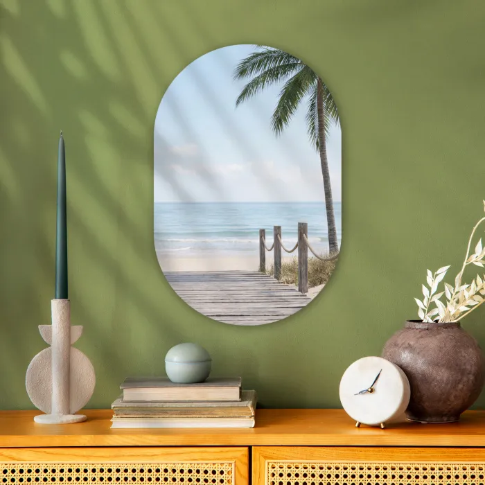 Palmbomen - Pad - Horizon Wandcirkel Ovaal Forex klein -sfeer2