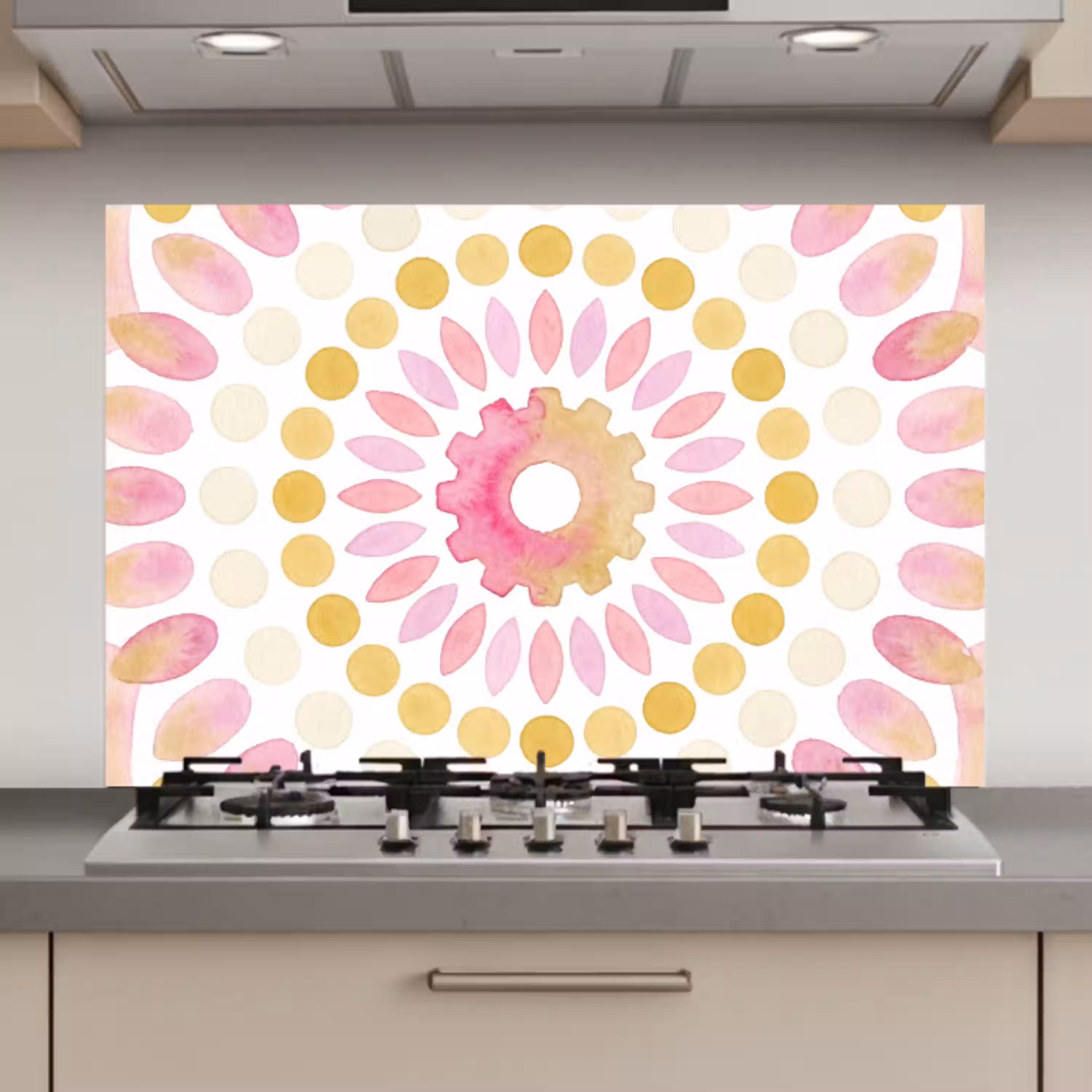Abstract - Mandala - Kunst - Modern - Roze keuken achterwand spatscherm klein -3d_website