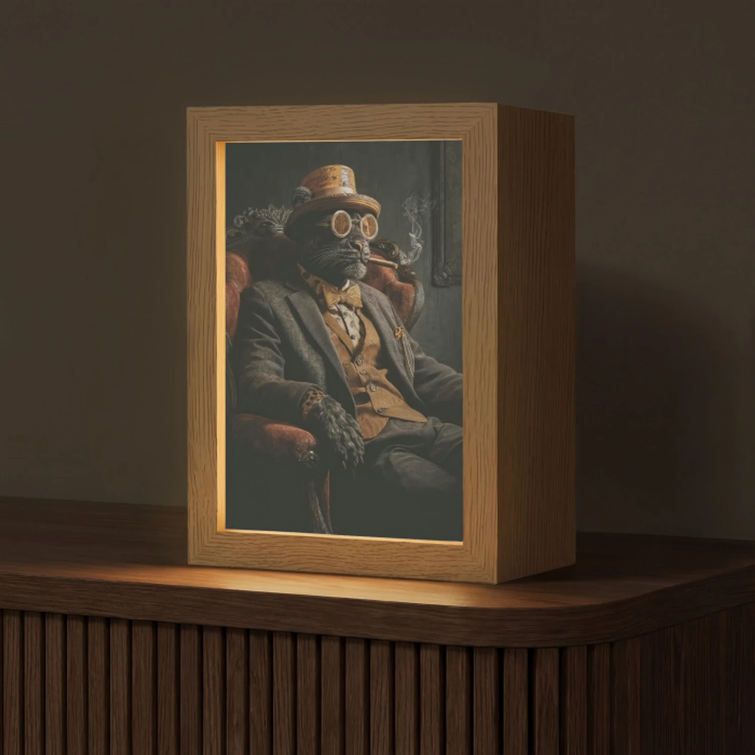 Kat - Pak - Oranje - Sigaar Light Box met kabel (Tafellamp) klein -z3d_website