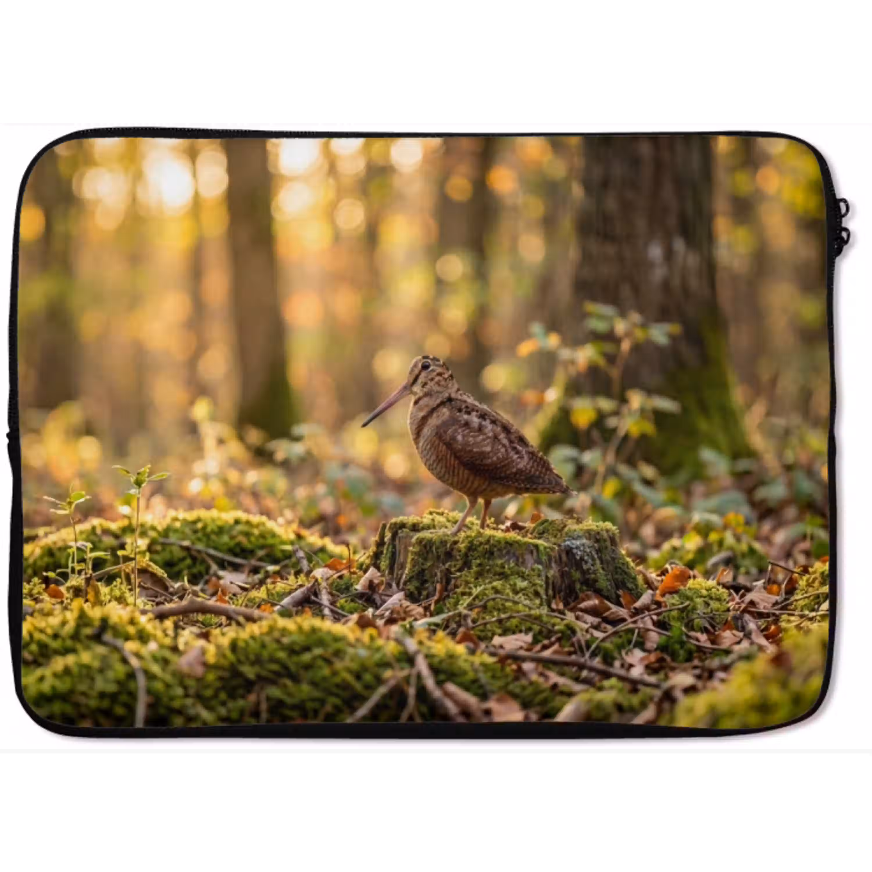Houtsnip - Bos - Bladeren - Herfst - Gecamoufleerd laptophoes neopreen klein -zkaufland3dotto