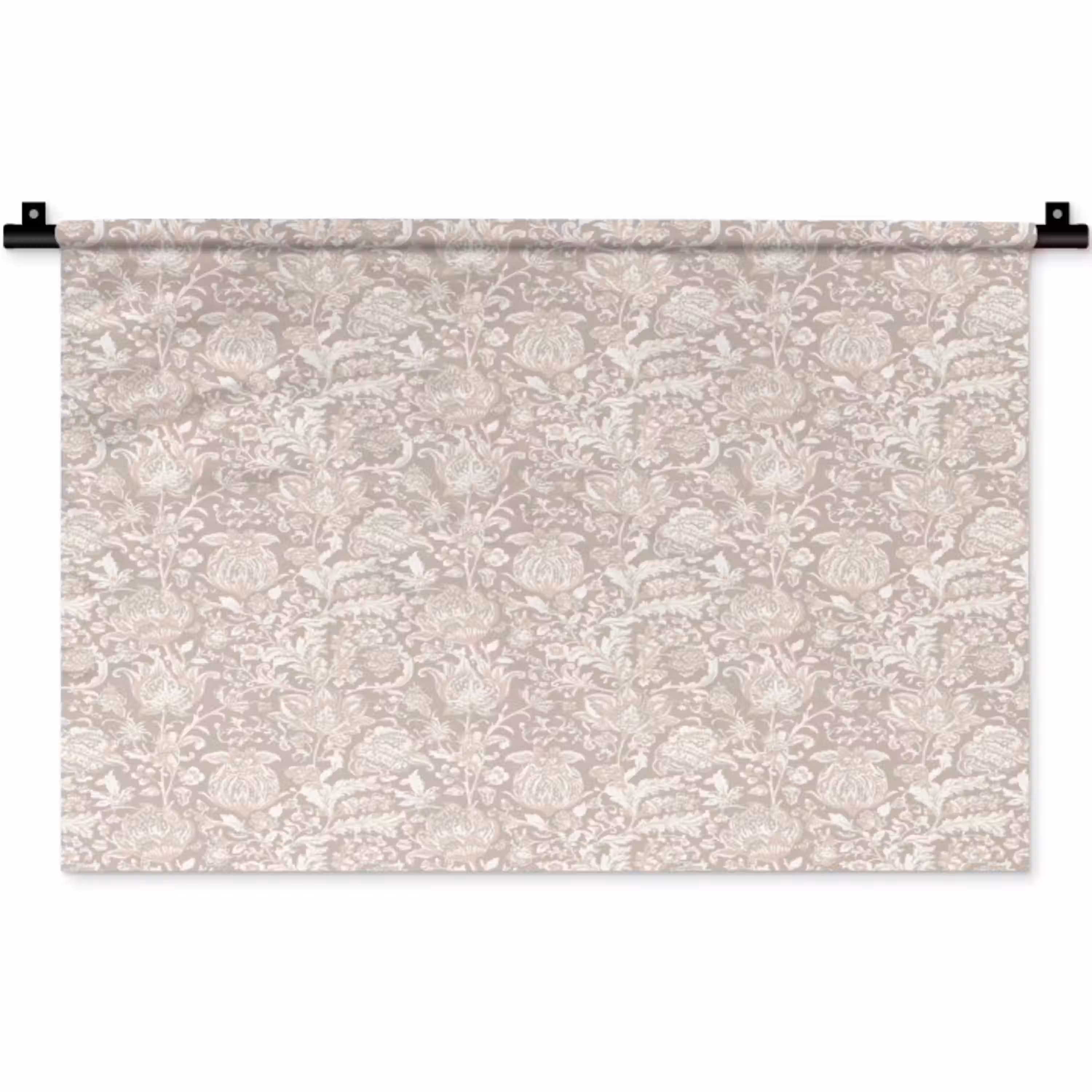 Bloemenprint - Grijs - Crème Wandkleed katoen klein 269 -zz3d