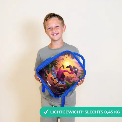Piraten flamingo op een tropisch pad Kinderrugzak - Blauw middel -sfeer1_NL