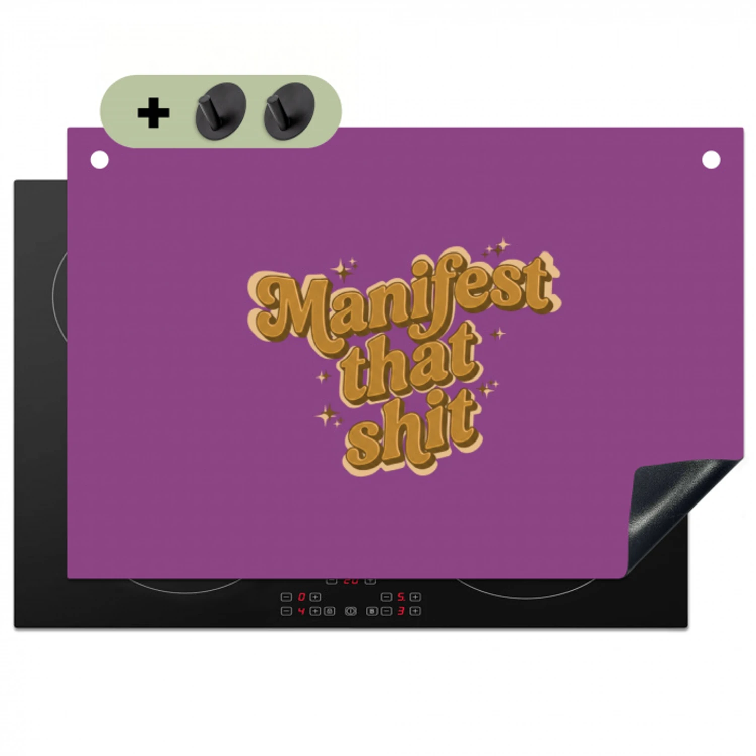 Manifest that shit - Paars - Glitter Inductie beschemer met haakjes klein -3d
