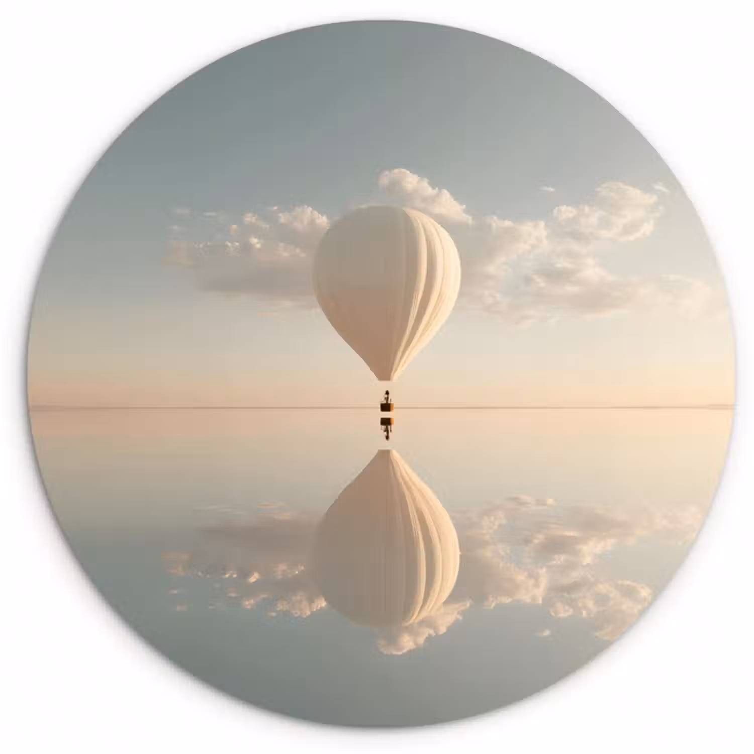 Glasbild Rund - Heißluftballon - Wolken - Wasser - Blau