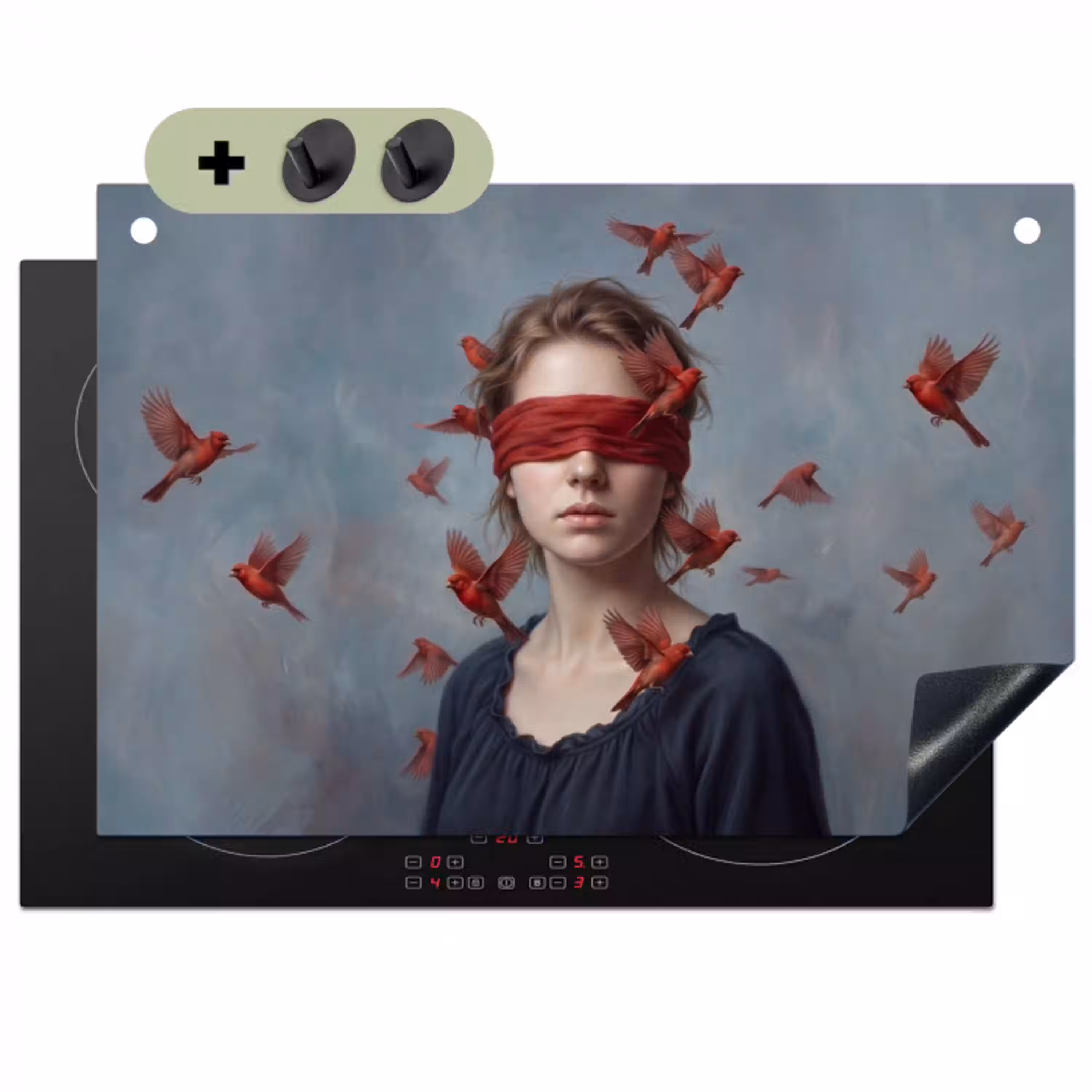 Portret - Krachtig - Rood Inductie beschemer met haakjes klein -3d