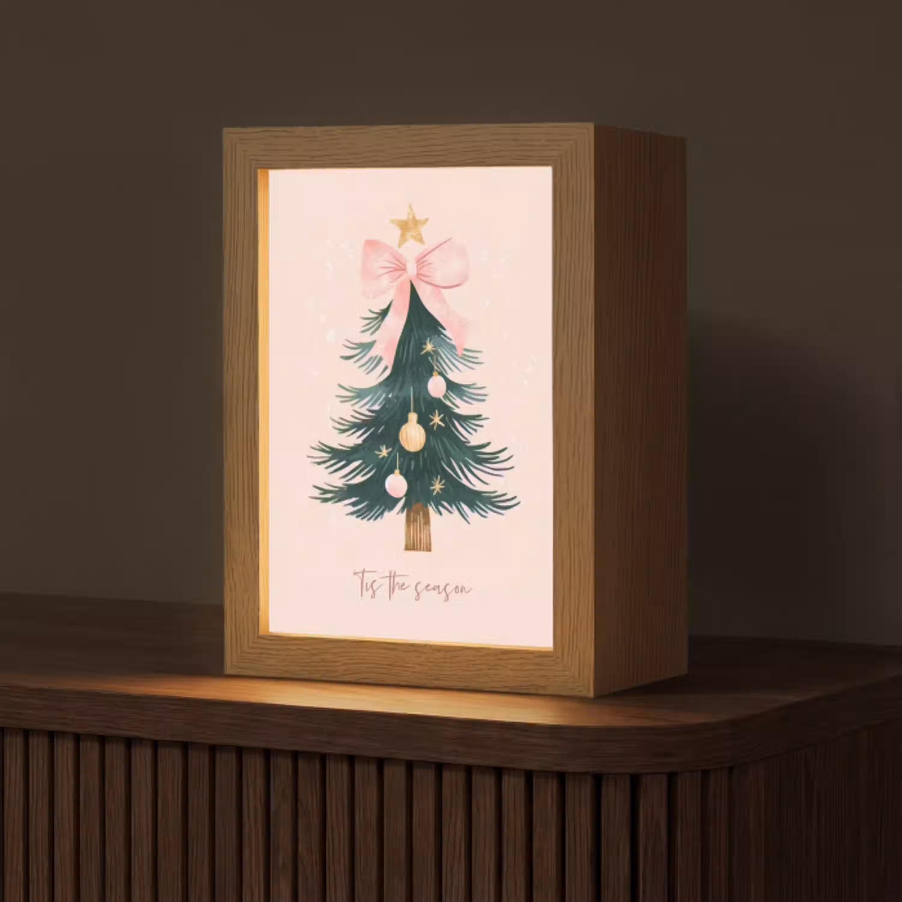 Christmas Season - Kerst - Kerstboom - Roze Light Box met kabel (Tafellamp) klein -z3d_website