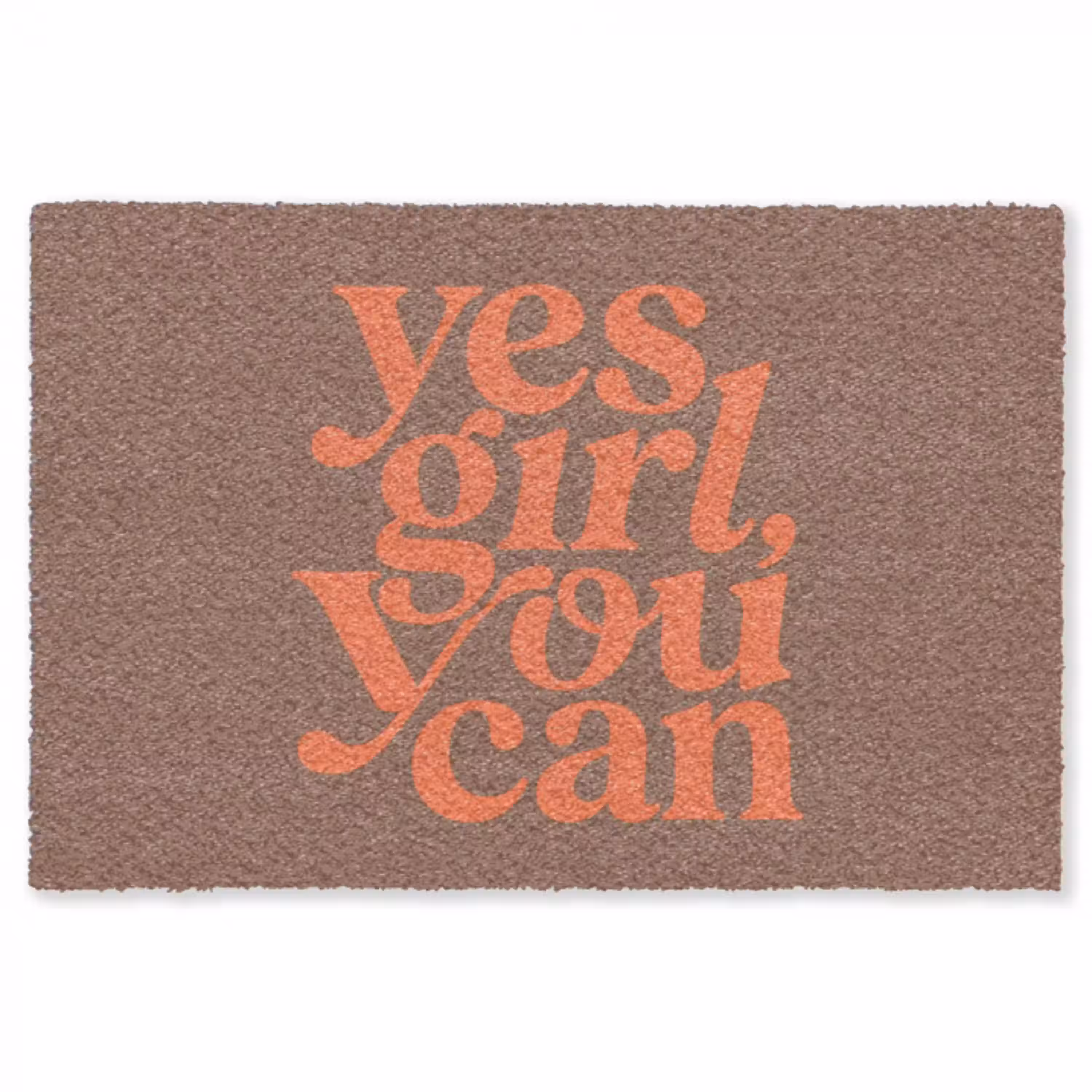 Yes girl you can - Oranje - Bruin Vloerkleed Rechthoek klein -3d
